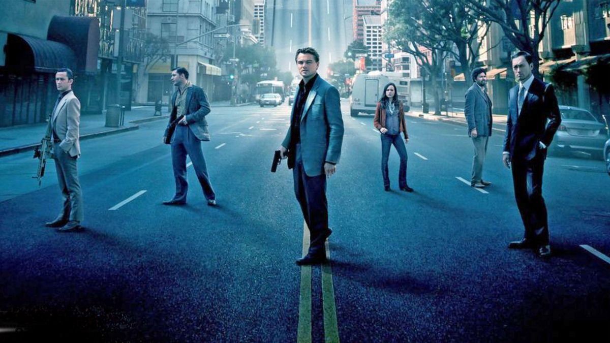 "Inception" key art featuring the cast standing on a highway