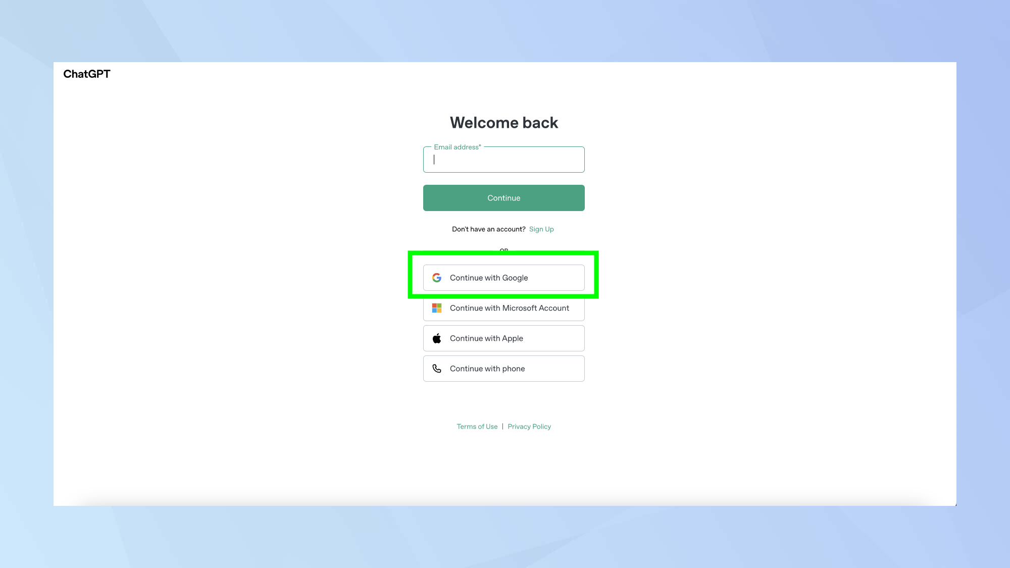 ChatGpt כניסה לדף