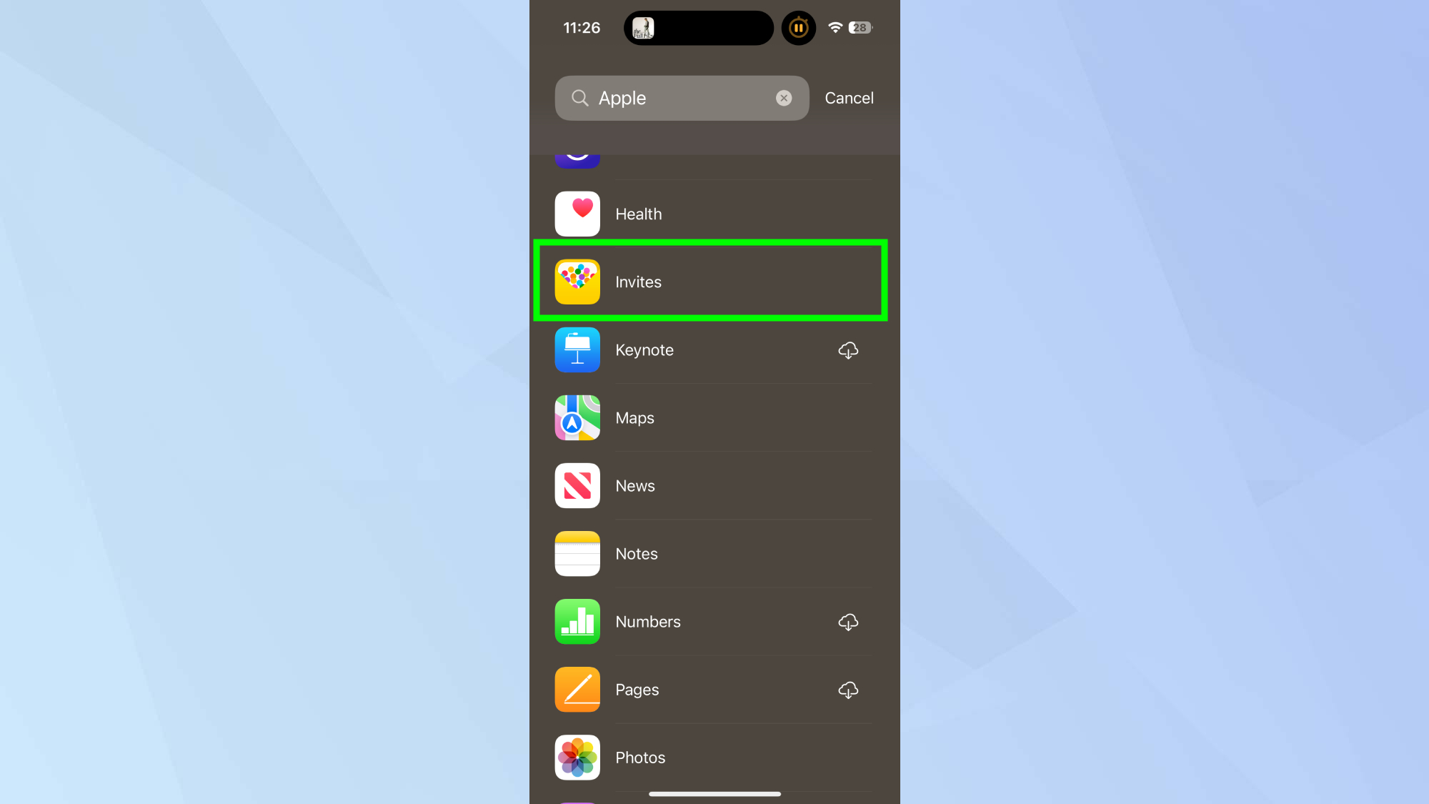 Apple מזמינה את סמל האפליקציה באייפון
