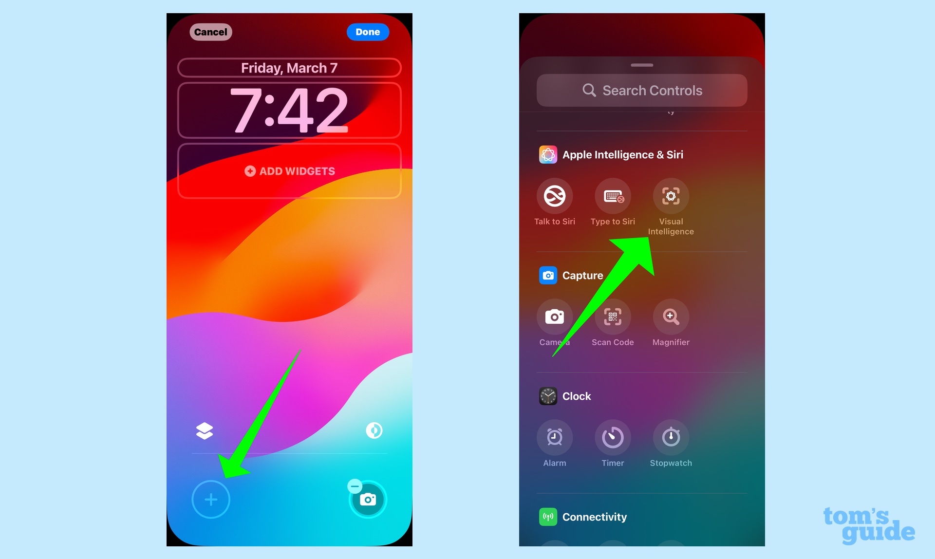 בחר אינטליגנציה חזותית כקיצור דרך מסך נעילה ב- iOS 18.4