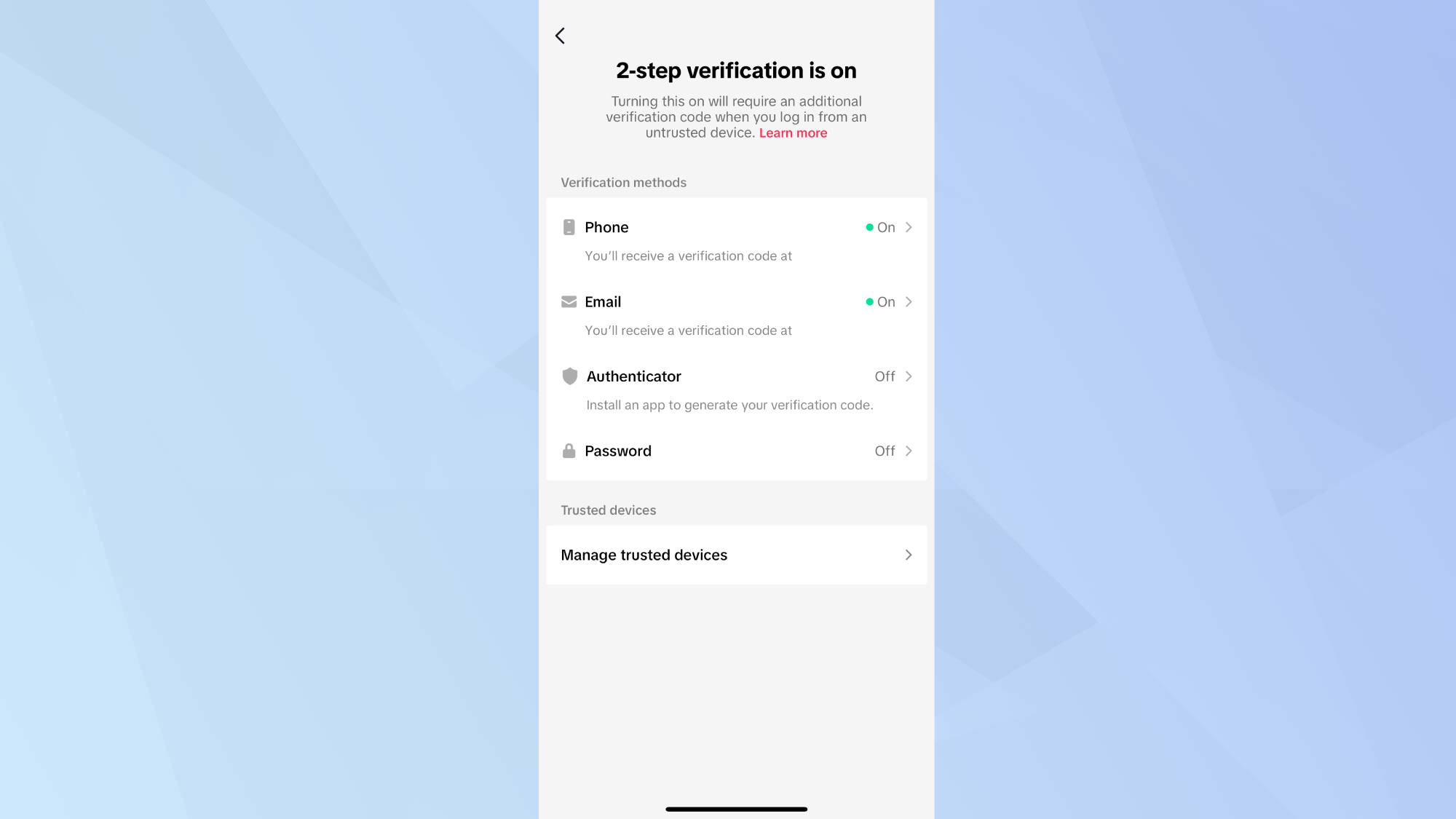 בדיקת אבטחה של Tiktok 2 אימות שלב