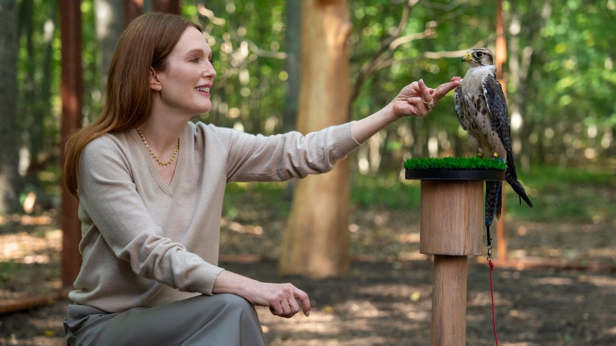 Michaela Kell (Julianne Moore) petting a bird in a promotional still from Netflix's "Sirens"