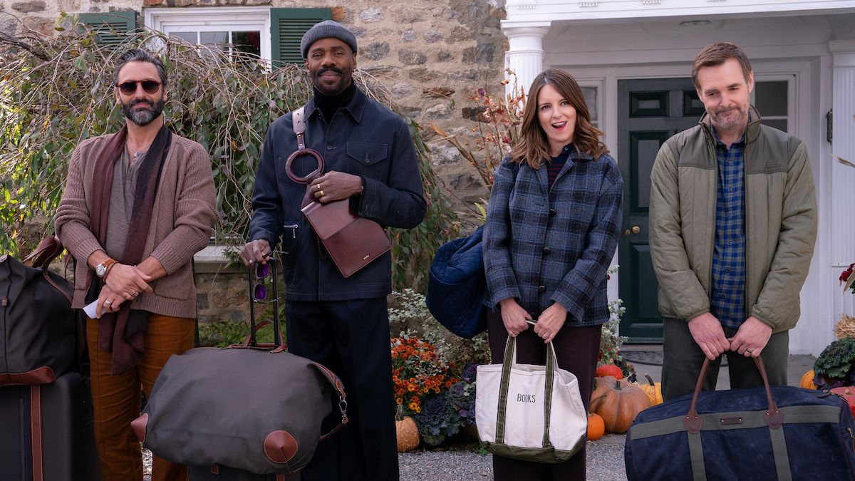L-R: Claude (Marco Calvani), Danny (Colman Domingo), Kate (Tina Fey) and Jack (Will Forte) have their bags packed for Netflix's "The Four Seasons"
