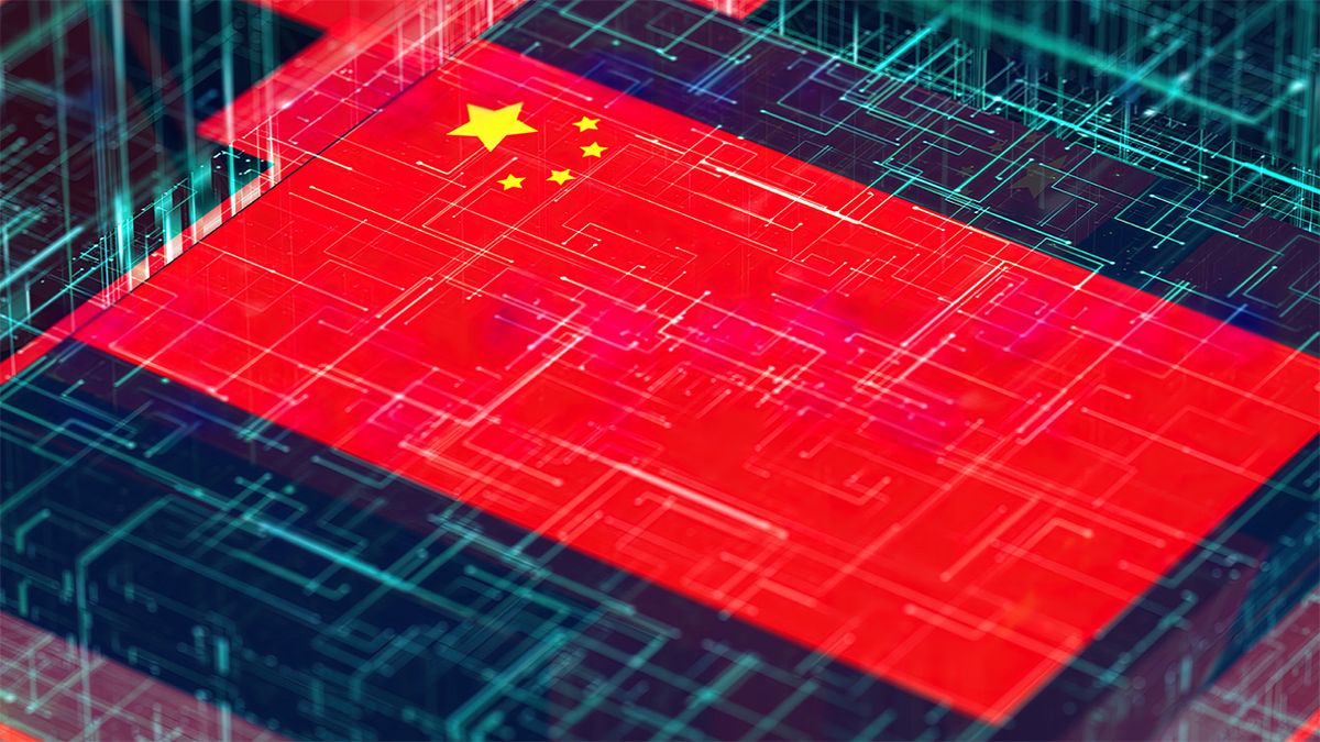 Chinese flag in the form of microchip
