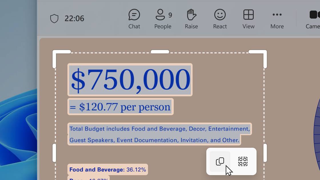 Screenshot of Windows 11 Snipping Tool using Text Extractor