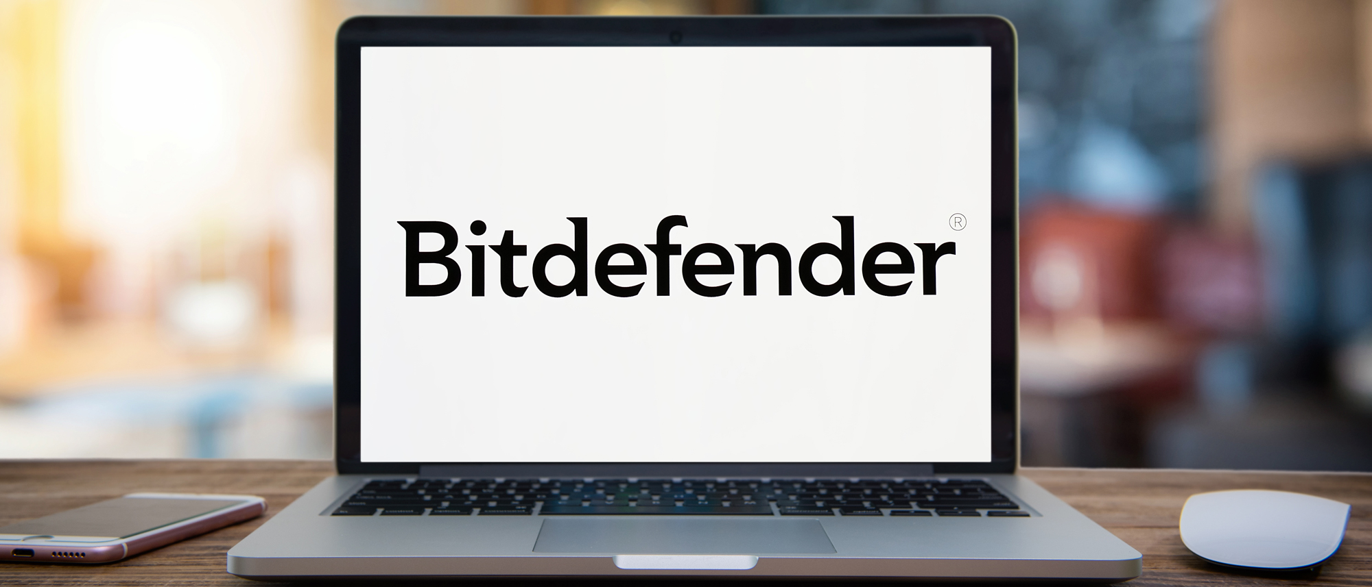 Bitdefender logo on a laptop
