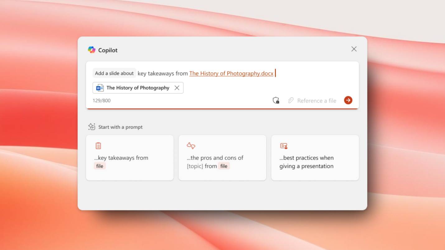 Microsoft PowerPoint using Copilot feature to create a new slide