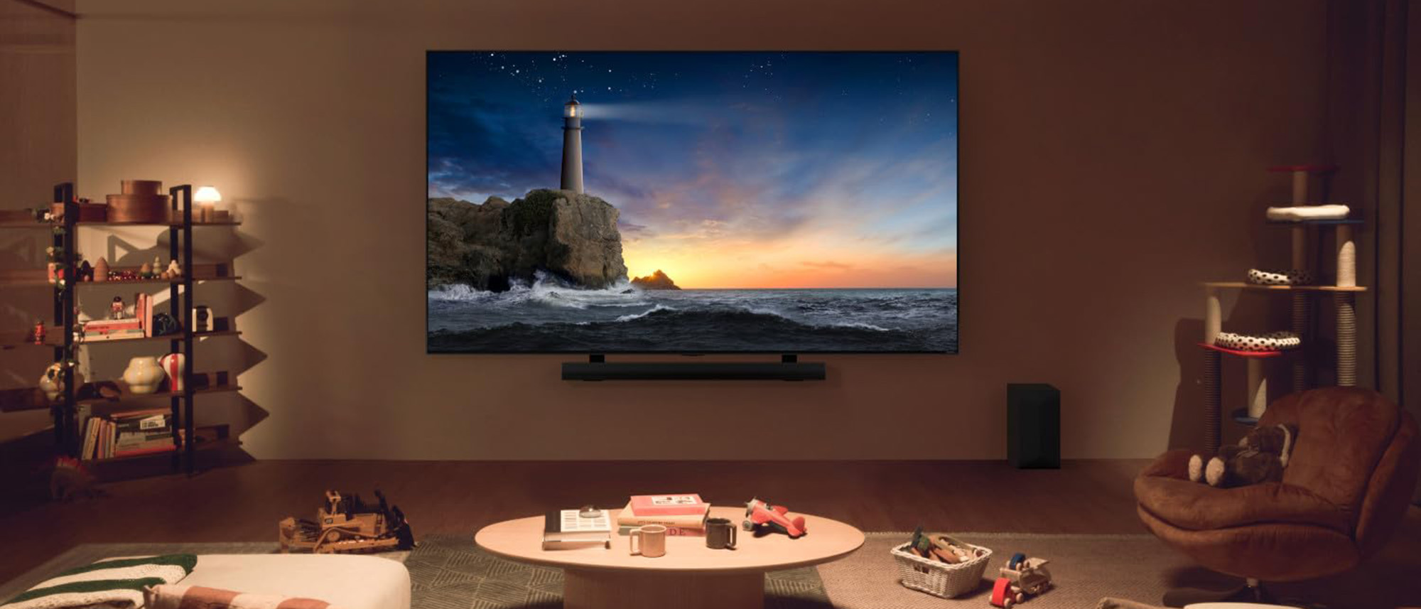 LG QNED80T tv in living room