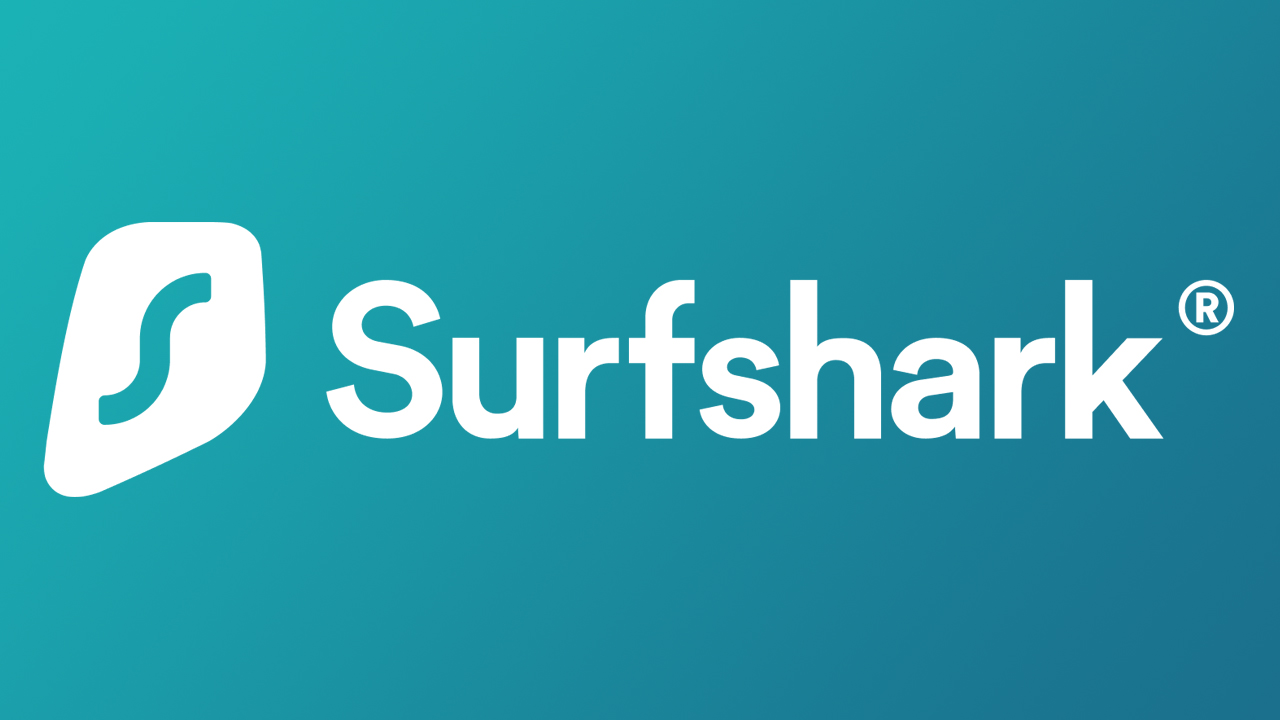 לוגו Surfshark על רקע שיפוע