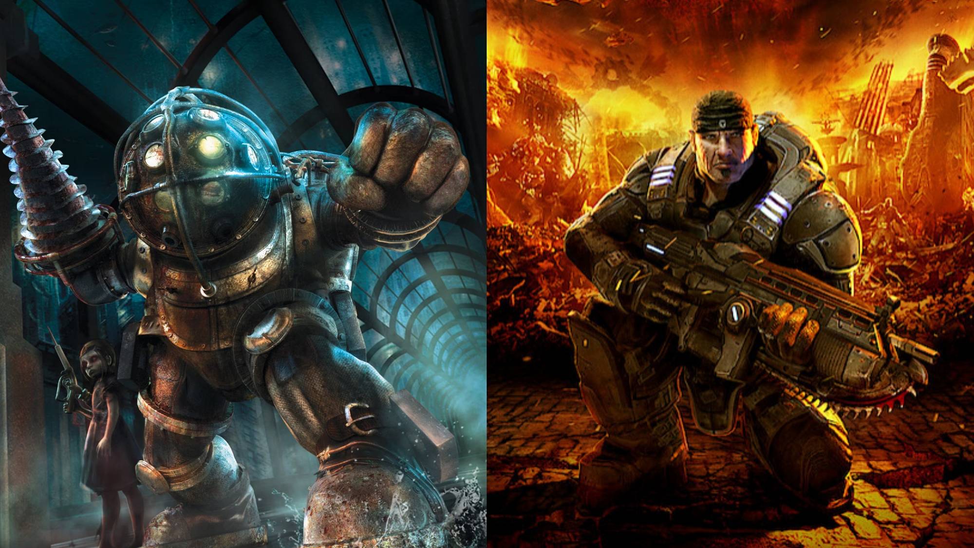 Bioshock &amp; Gears of War video game covers