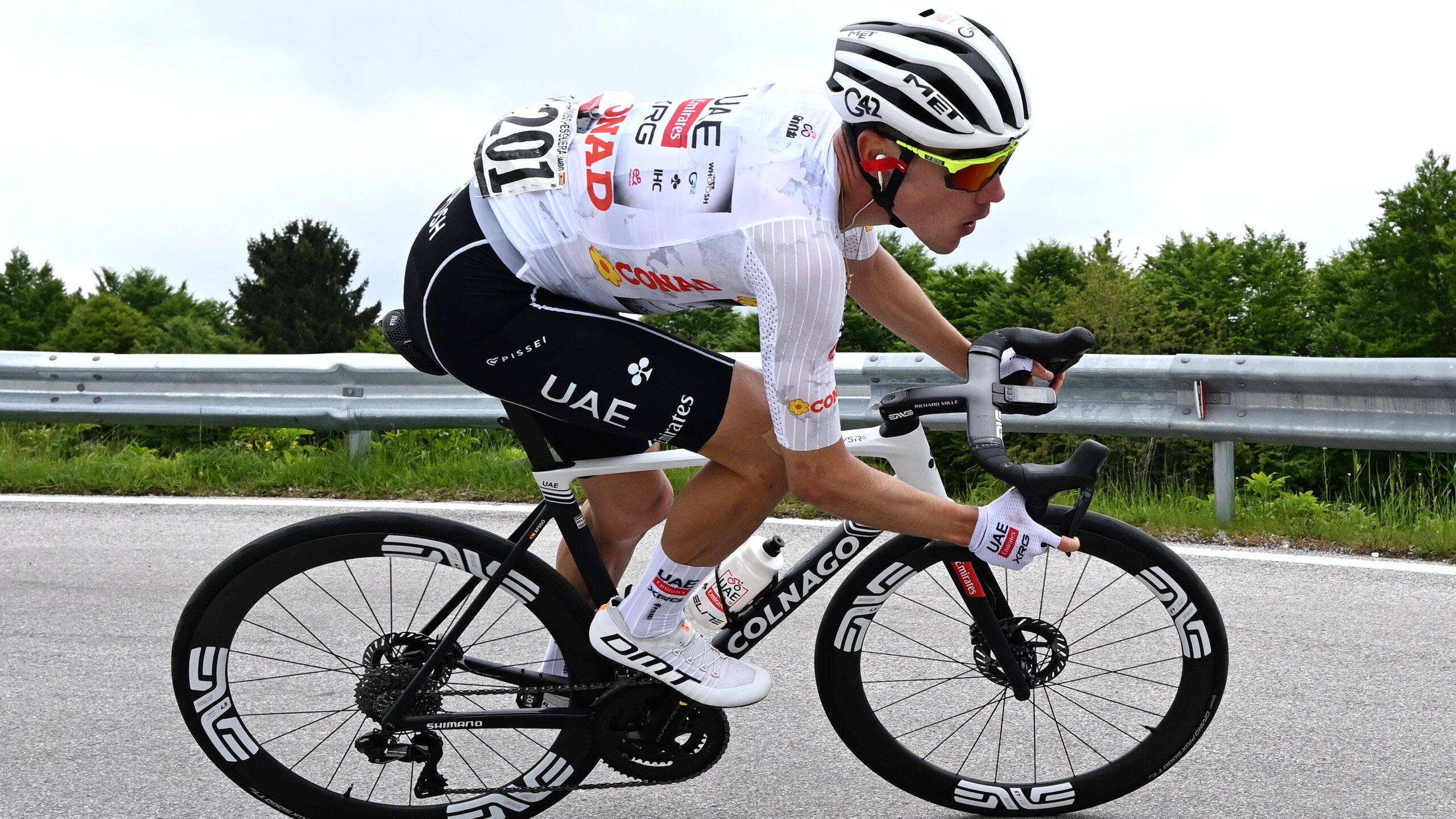 Juan Ayuso for UAE Team Emirates in the Giro d'Italia.