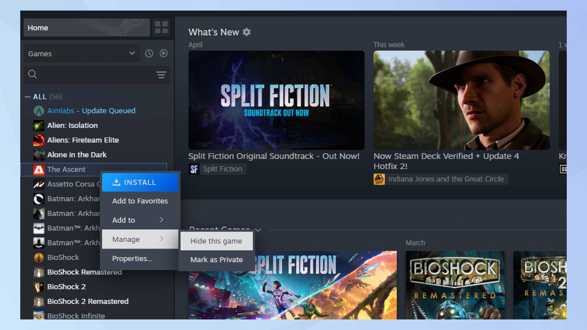 צילום מסך של ספריית קיטור