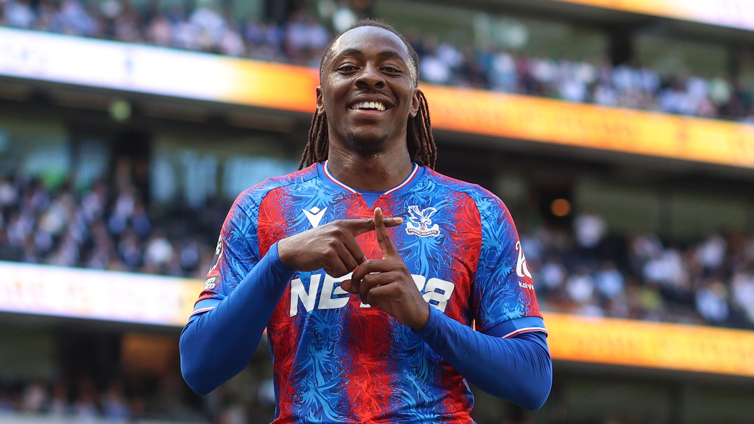 Eberechi Eze celebrating his goal against Tottenham Hotspur ahead of the huge FA Cup final against Manchester City.