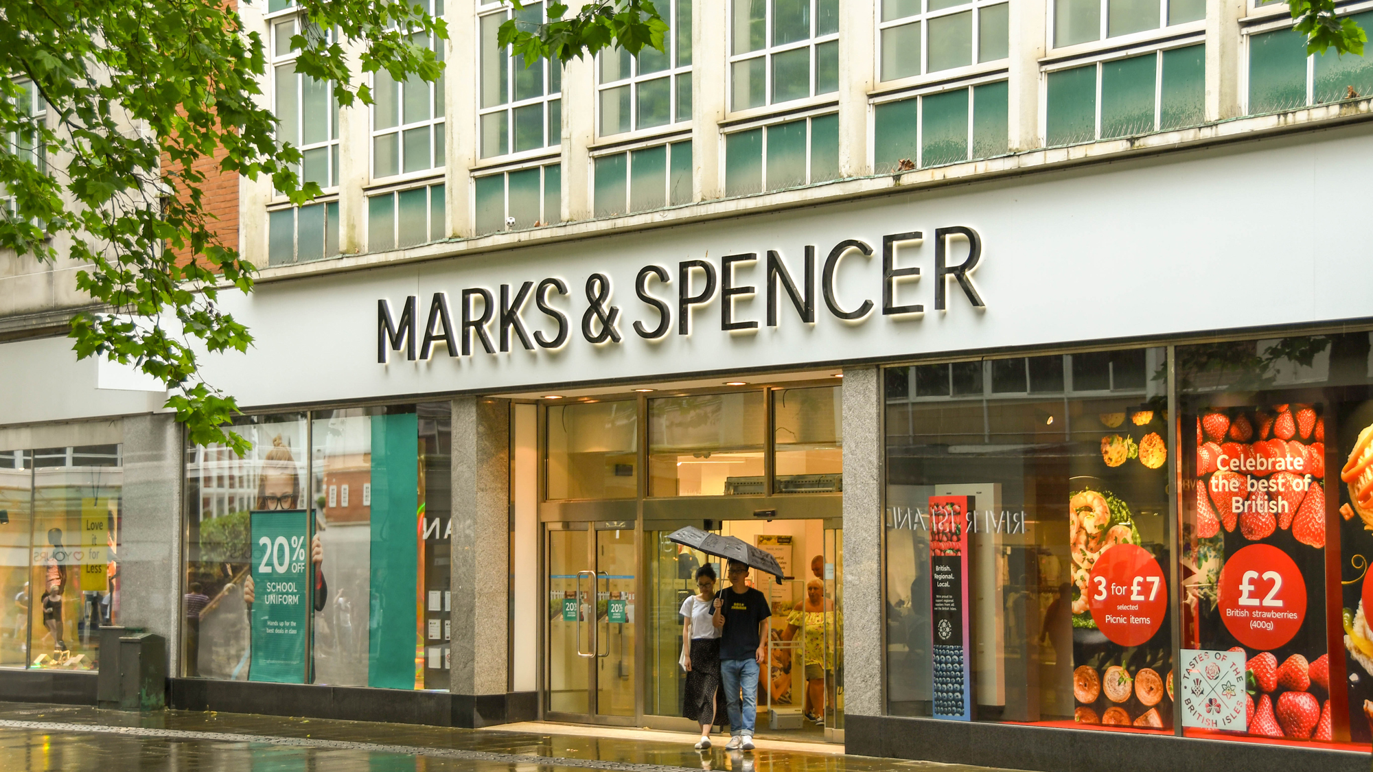 A Marks &amp; Spencer store seen from an angle
