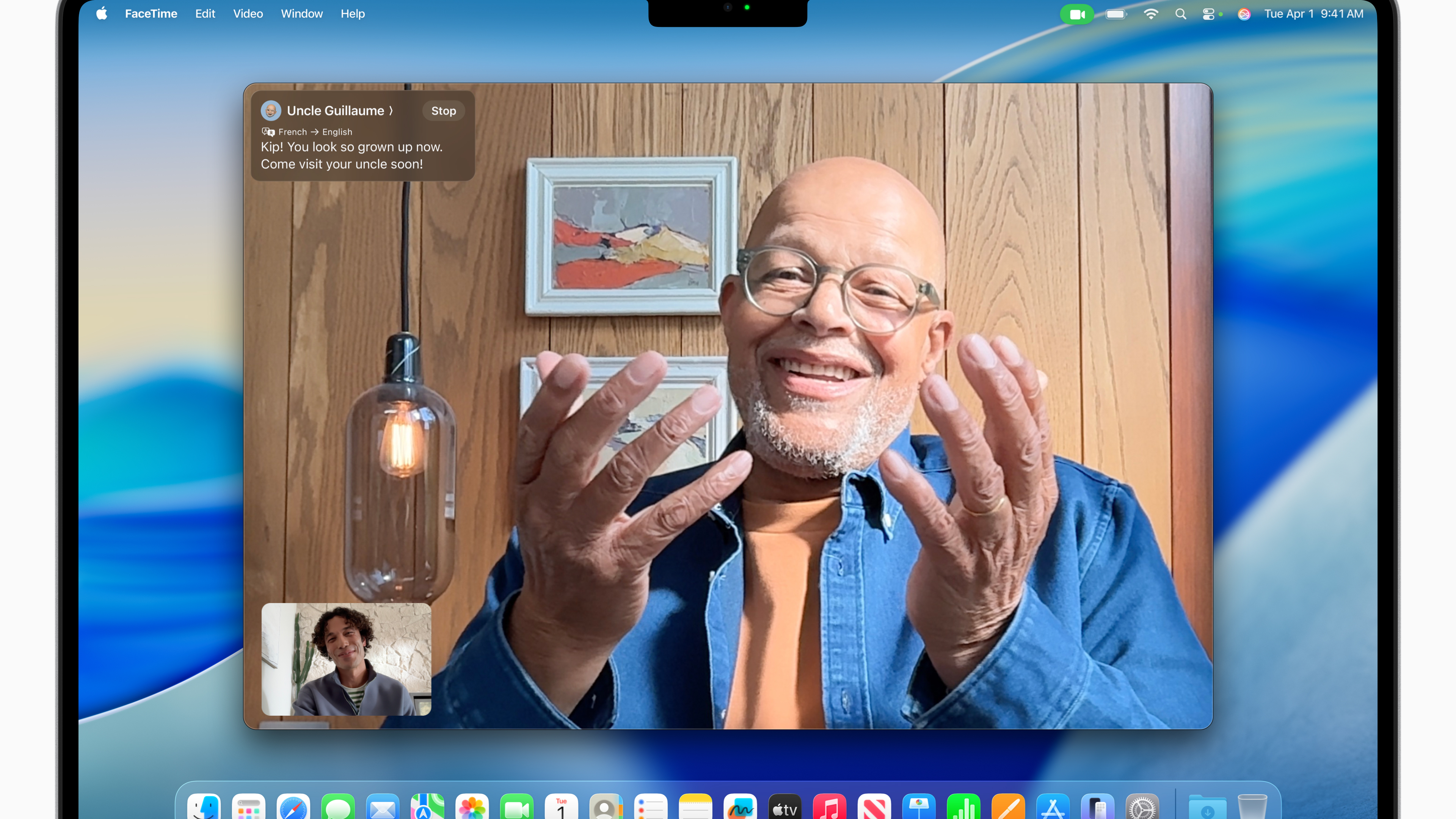 התרגום Live של Apple של אפל בפעולה