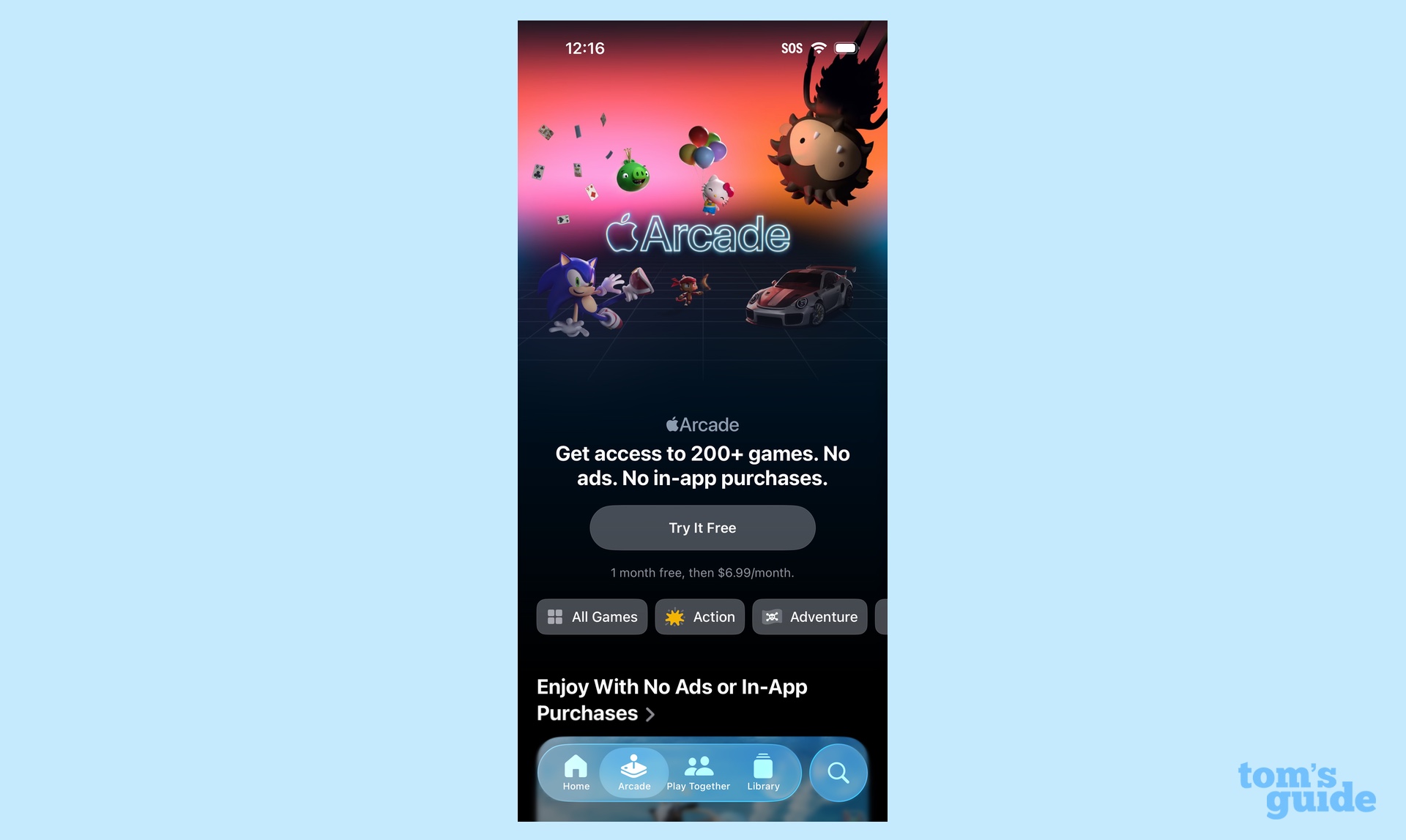 כרטיסיית Apple Arcade באפליקציית המשחקים