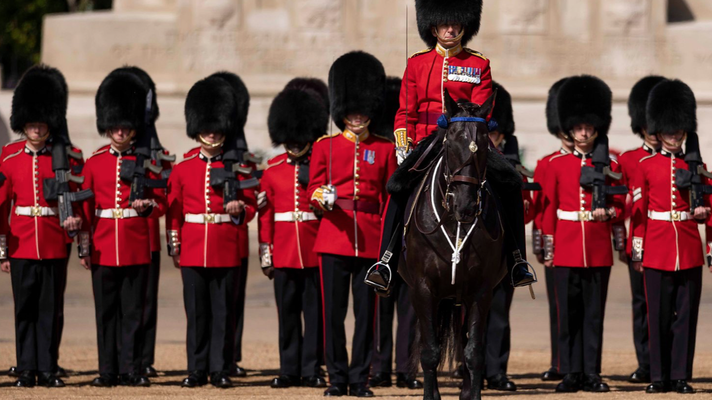 Coldstream Guards standing to attention