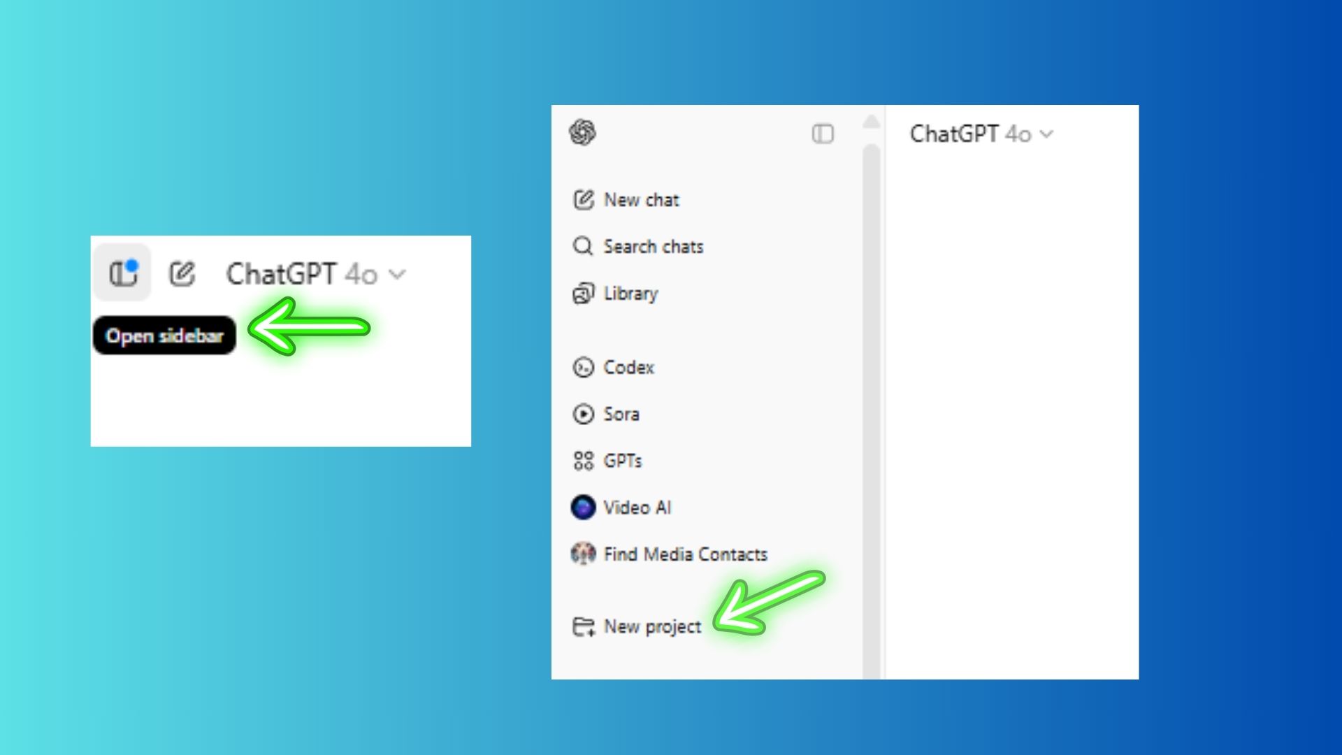 צילום מסך של פרויקטים של chatgpt