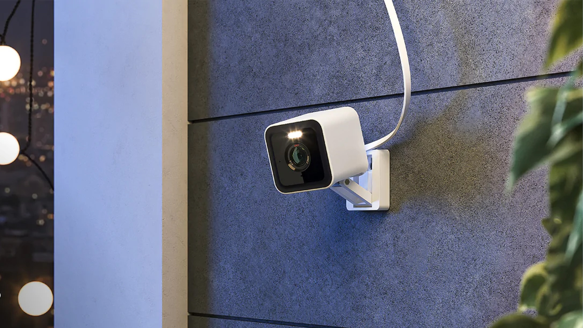 Security camera Wyze Cam v3 Pro on wall outside