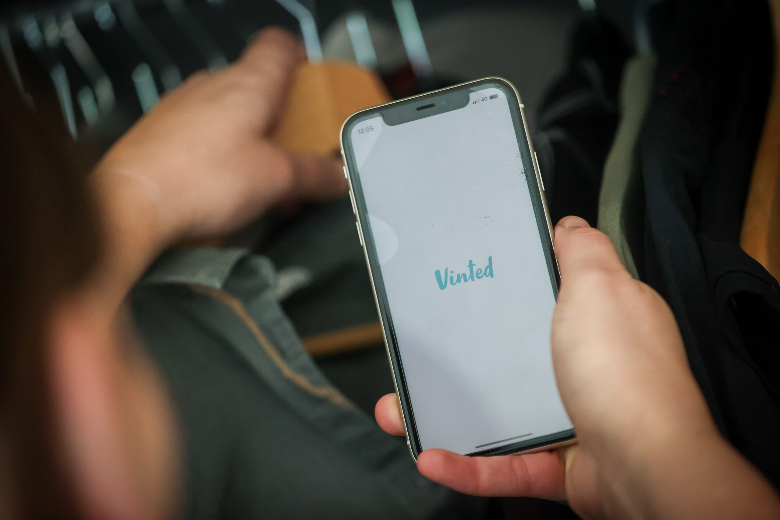 vinted logo on an iphone screen