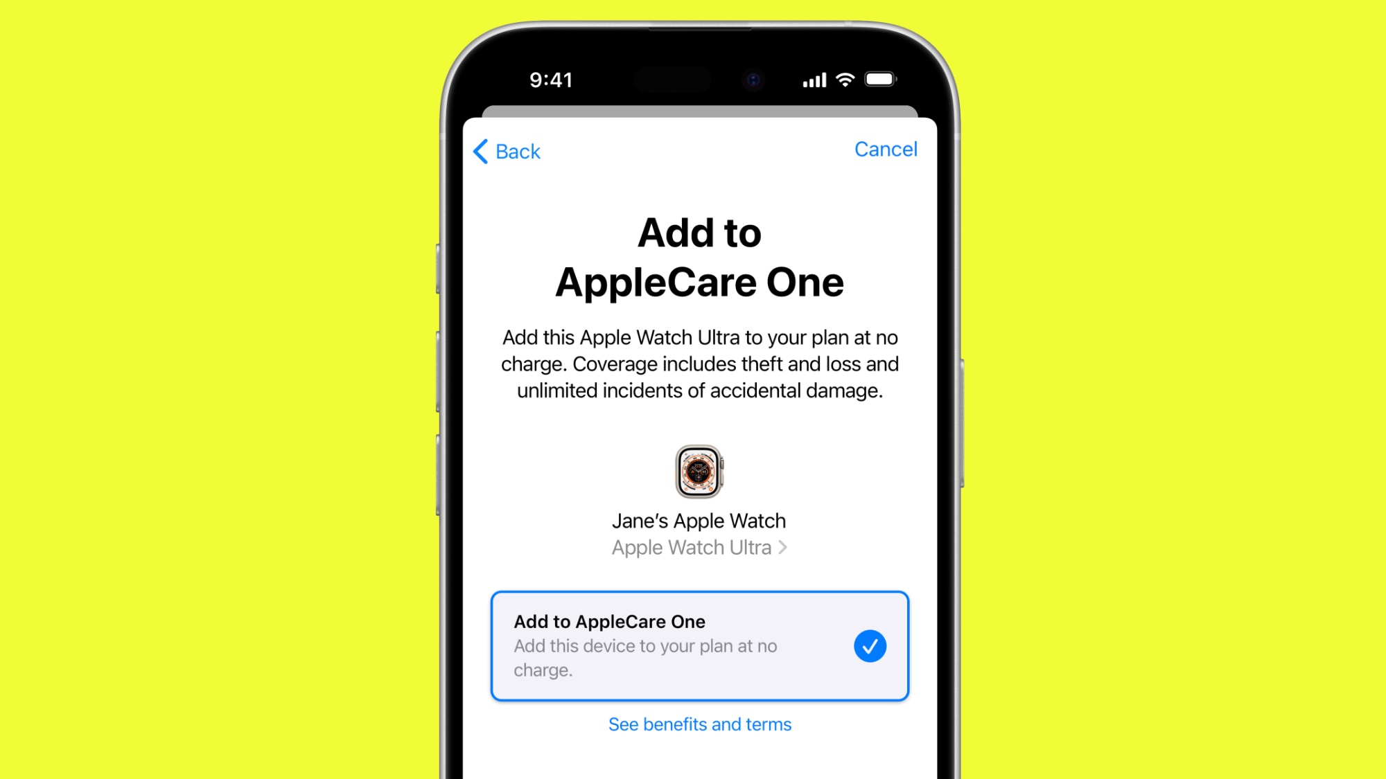 הוספת Apple Watch ל- Applecare One מ- iPhone