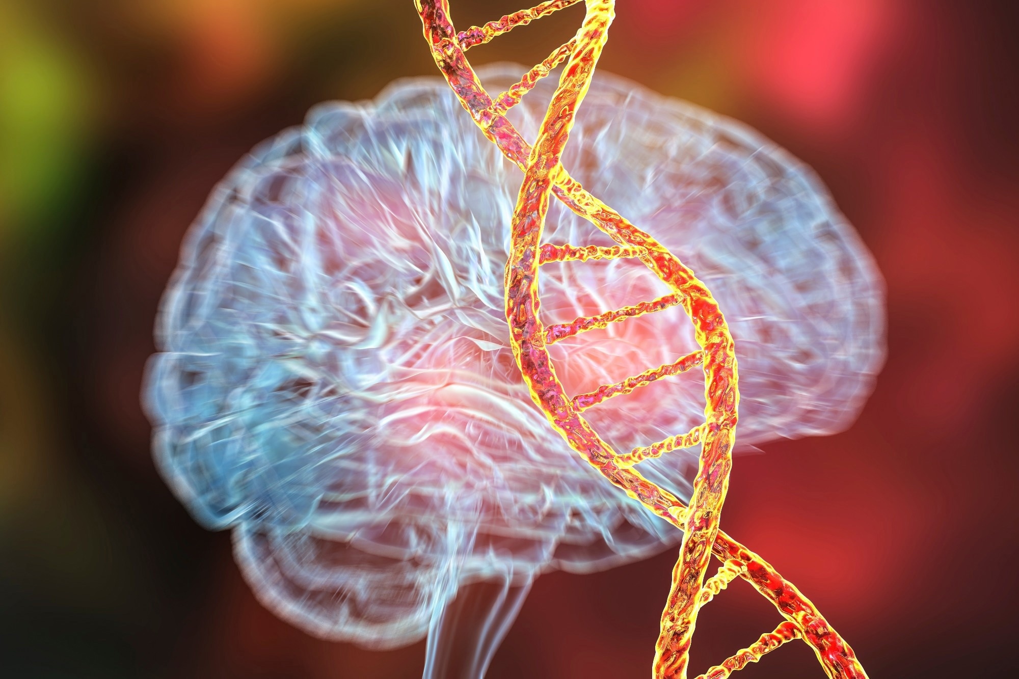 Genetic brain disorders, conceptual 3D illustration.