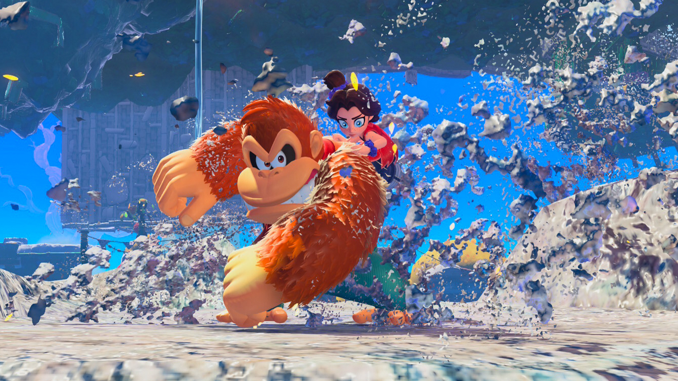 דונקי קונג מתנפץ בבטון בדאנקי קונג בננזה