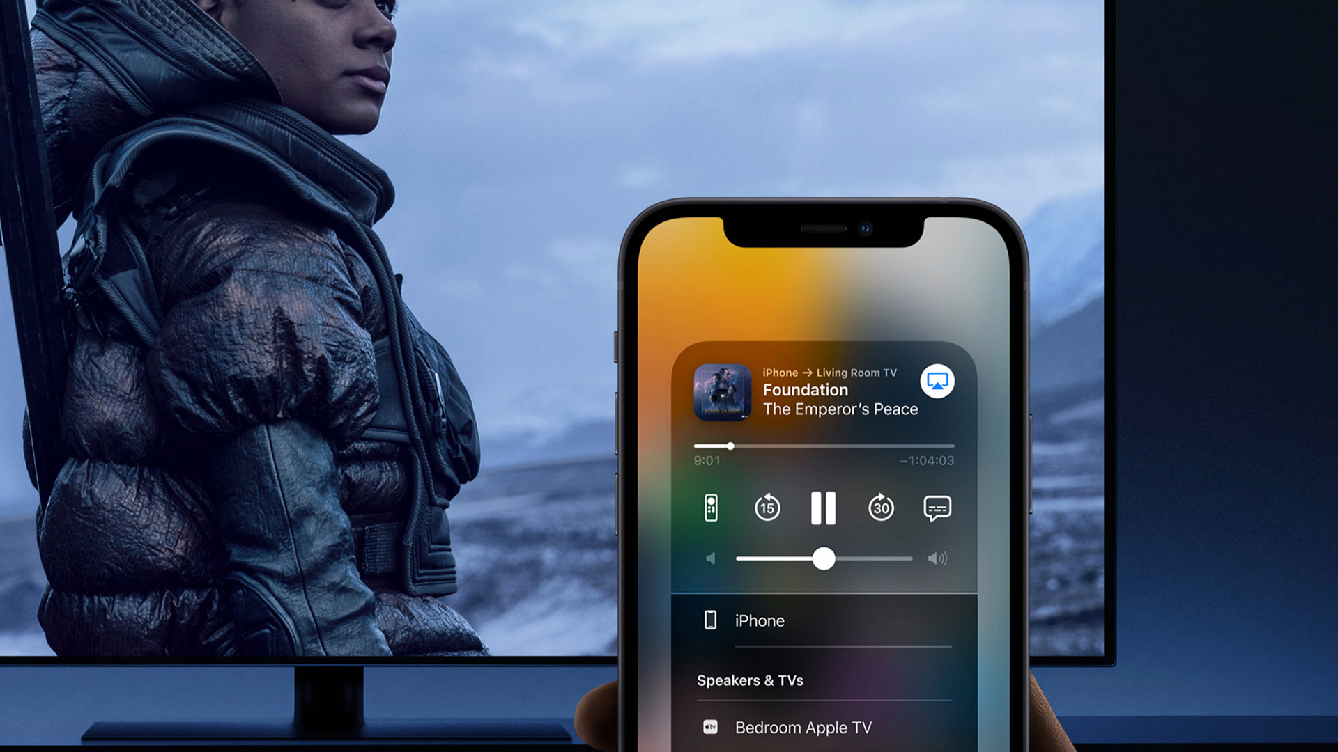 Apple Airplay בטלפון, עם טלוויזיה ברקע