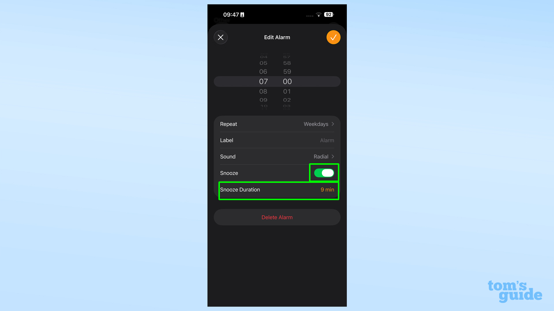 iOS 26 אפליקציית שעון התאמת משך נודניק