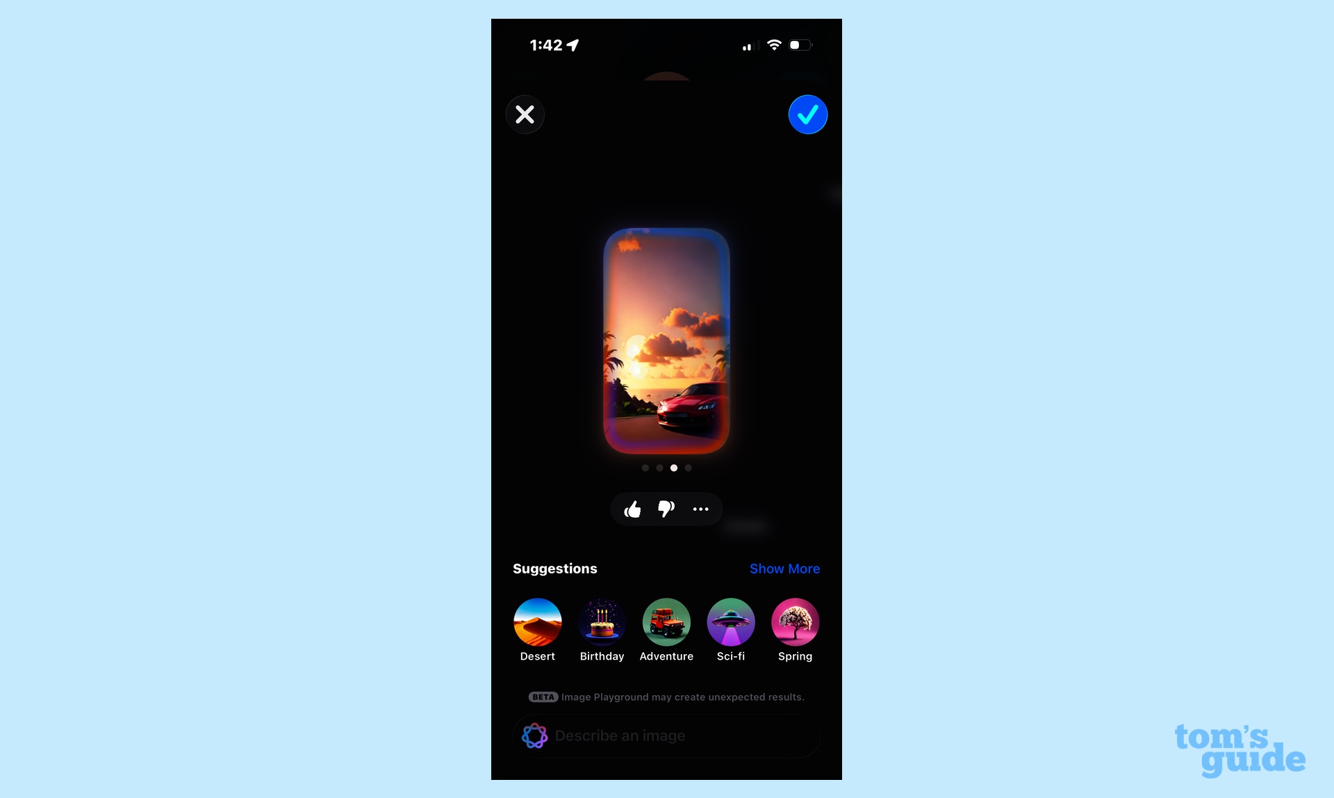 אפשרויות רקע של מגרש משחקים לתמונות עבור iOS 26 הודעות