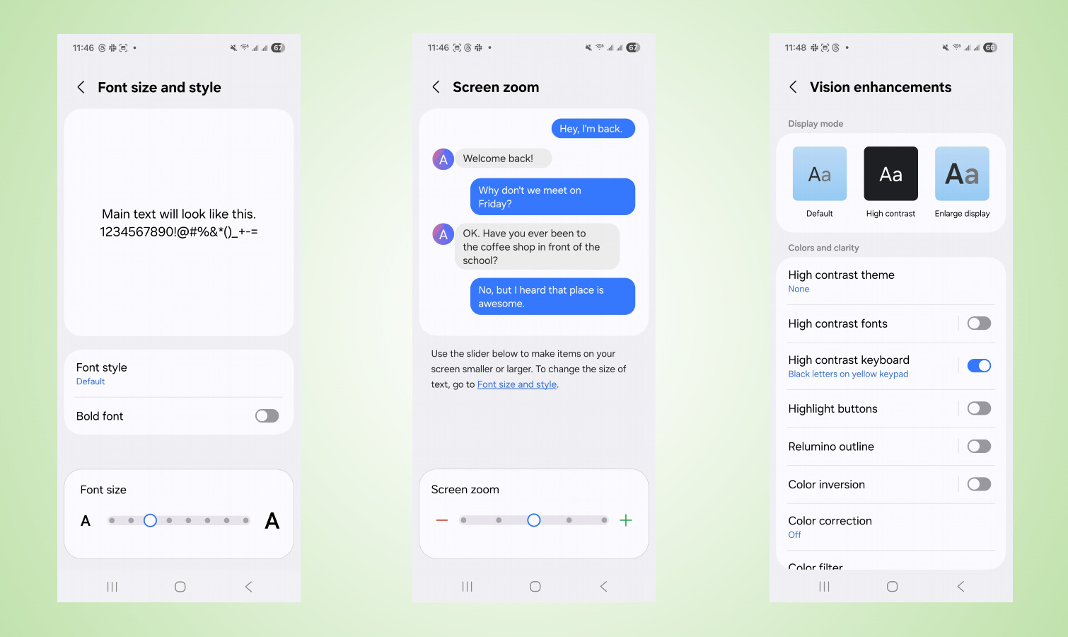 צילומי מסך של Samsung Galaxy Mode Easy.