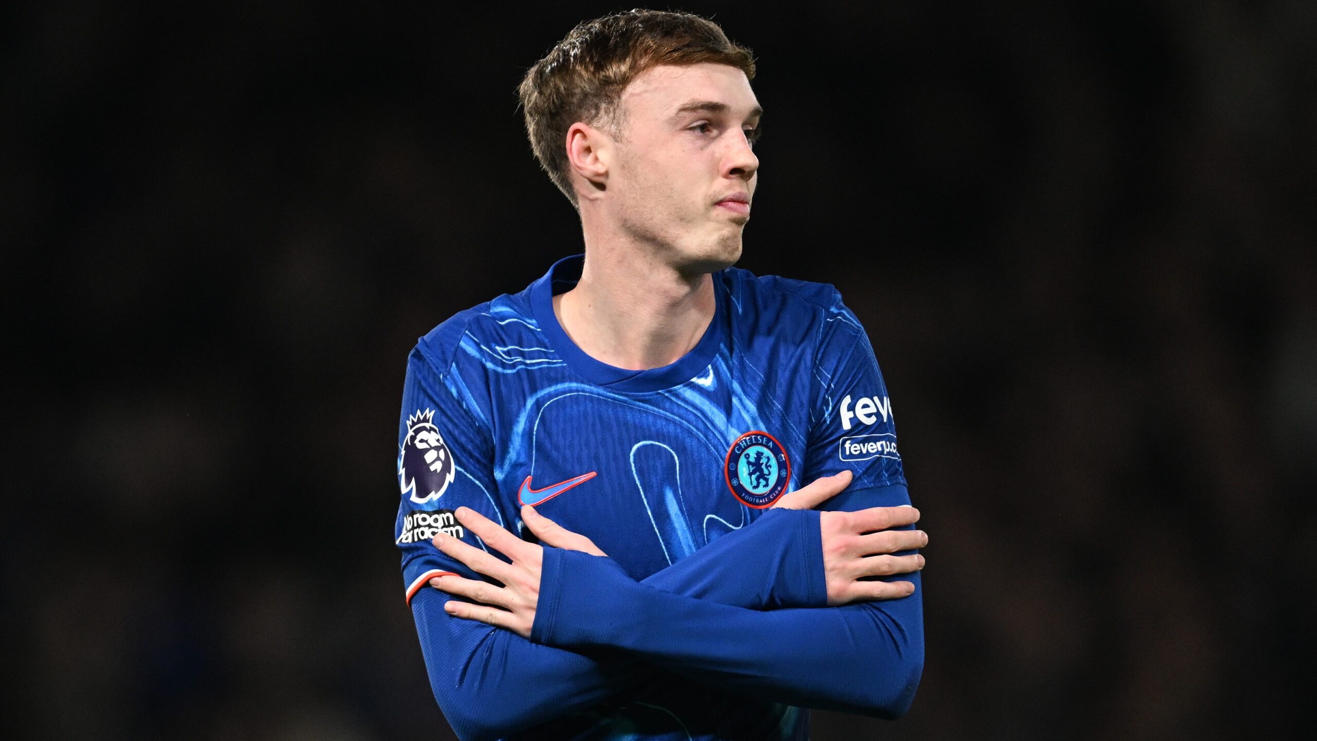 Cole Palmer of Chelsea celebrates scoring his team's first goal during the Premier League match between Chelsea FC and AFC Bournemouth at Stamford Bridge on January 14, 2025 in London, England.