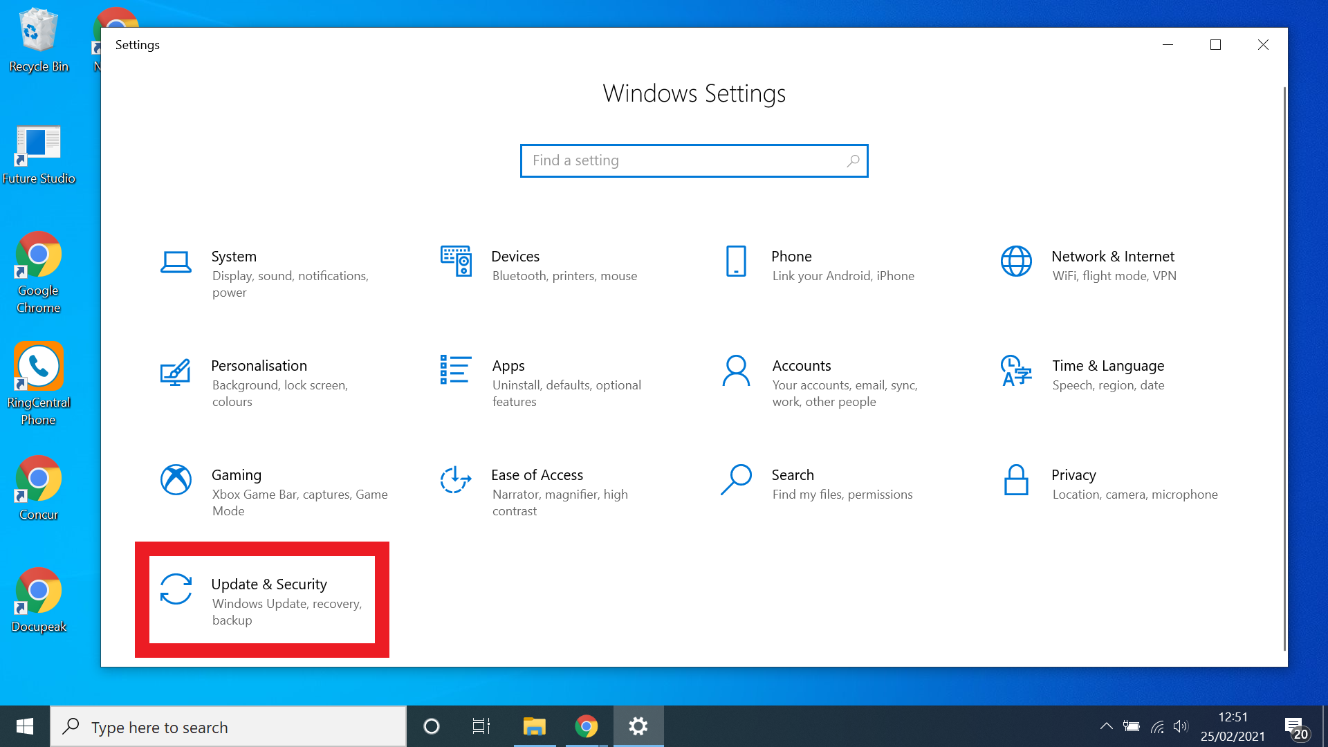 כיצד לעדכן את Windows 10 - בחר עדכונים ואבטחה