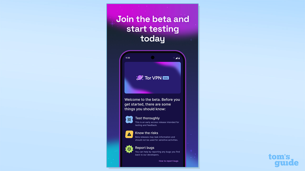תמונת חנות חנות Google Play של TOR VPN Beta מציגה את המגבלות של האפליקציה