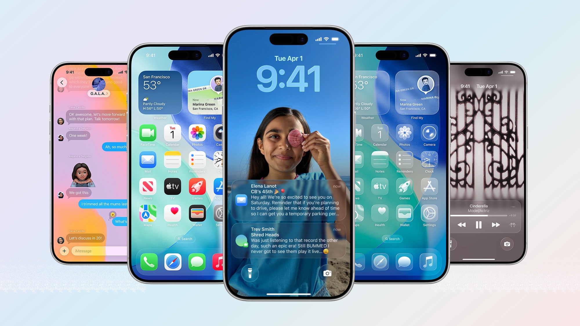 מכשירי אייפון שונים עם iOS 26 עליהם