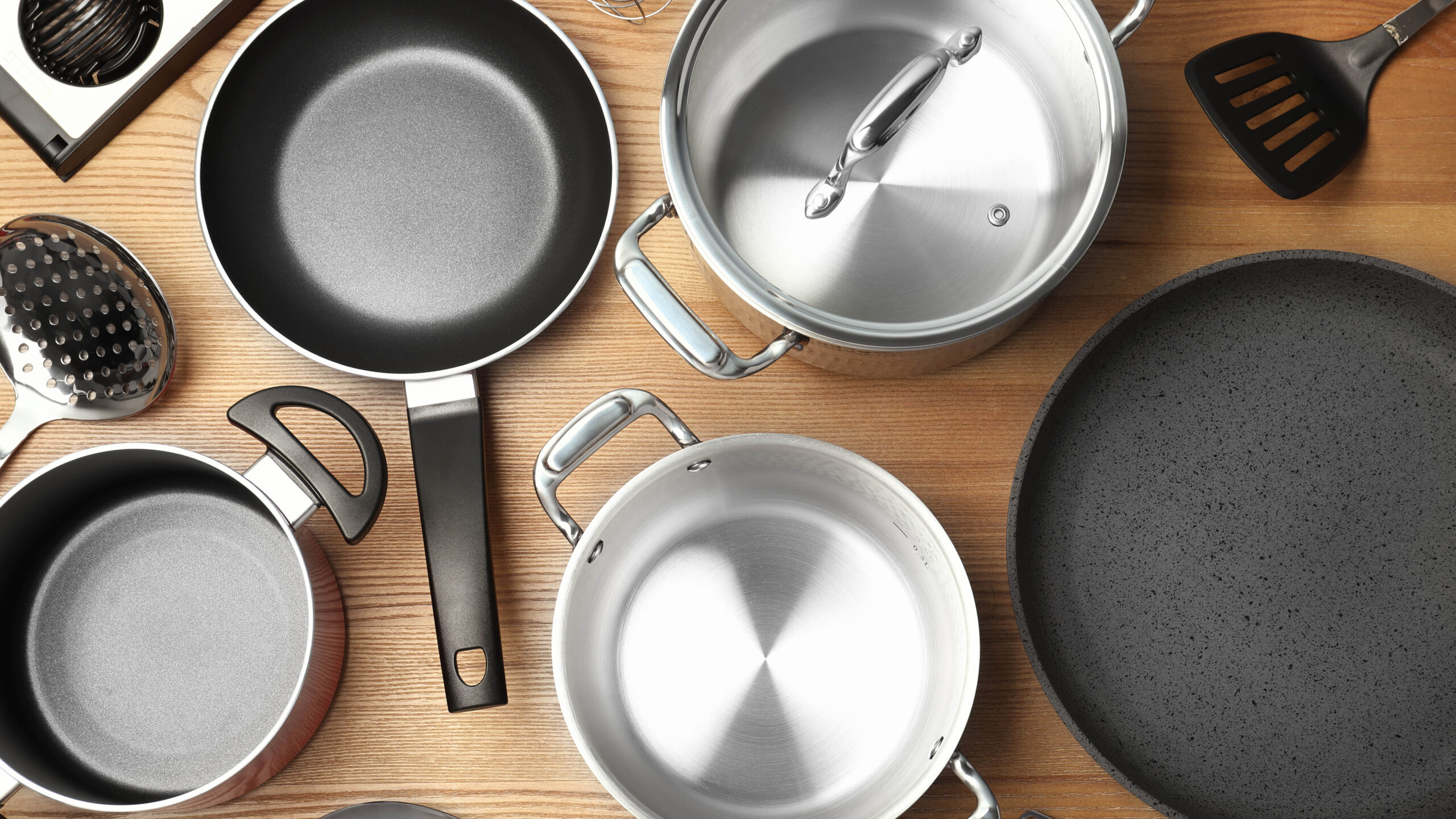 Pots and pans on table
