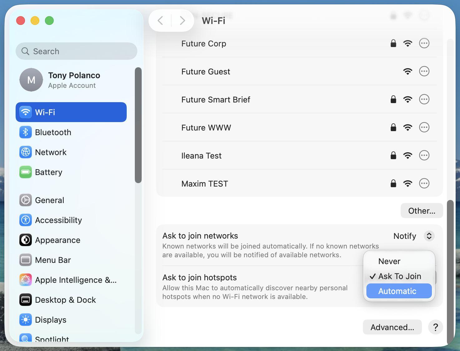 MacOS 26 נקודה חמה לאייפון