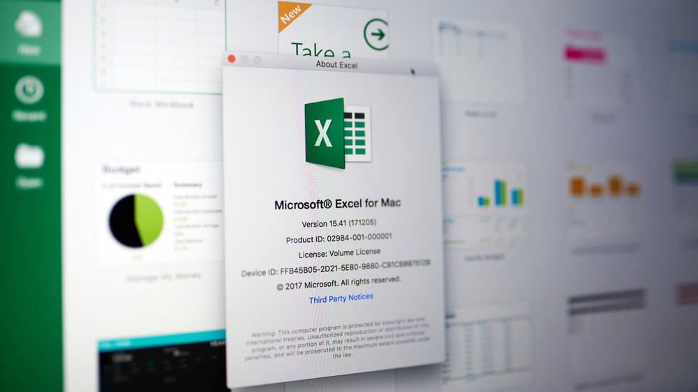 צילום מסך של Microsoft Excel הפועל ב- Mac.