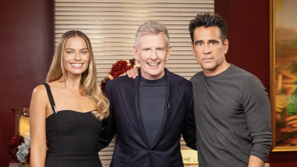 Margot Robbie, Patrick Kielty and Colin Farrell on The Late Late Show September 12, 2025