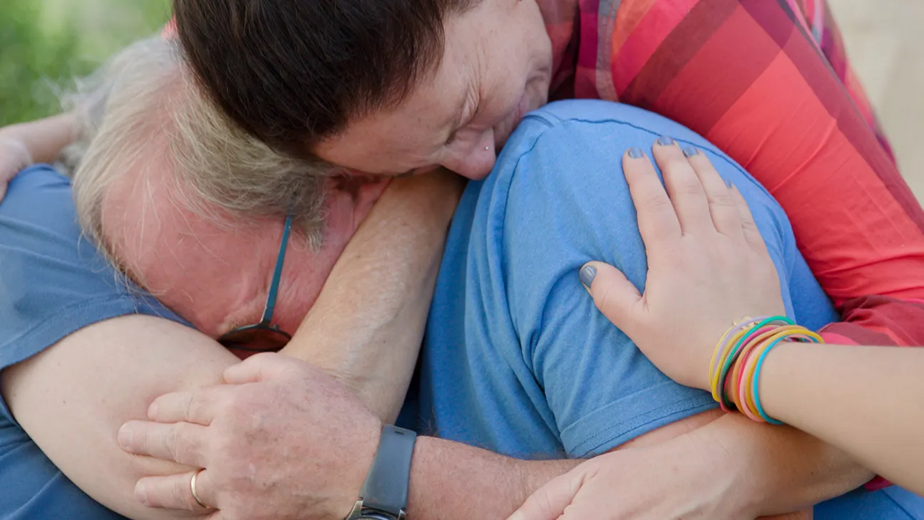 Two parents embrace in a scene from 88 minute BBC documentary film Holding Liat, which follows the aftermath of an October 7 kidnapping – here's how to watch it from anywhere