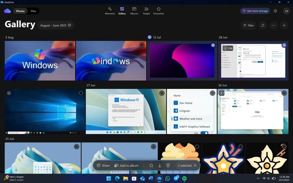 Screenshots of the OneDrive Windows 11 app