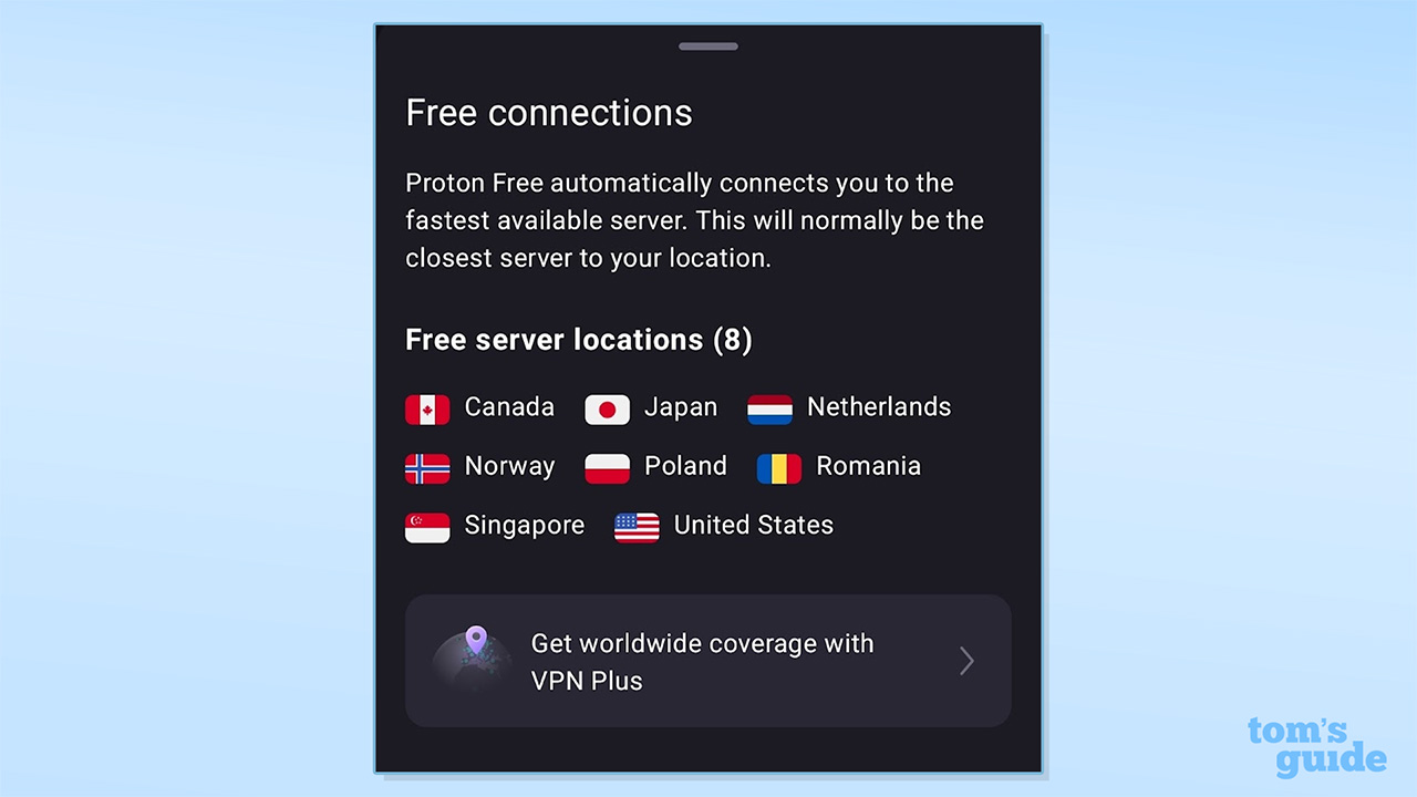 צילום מסך של פרוטון VPN של הצעת השרת החינמי המעודכן שלו