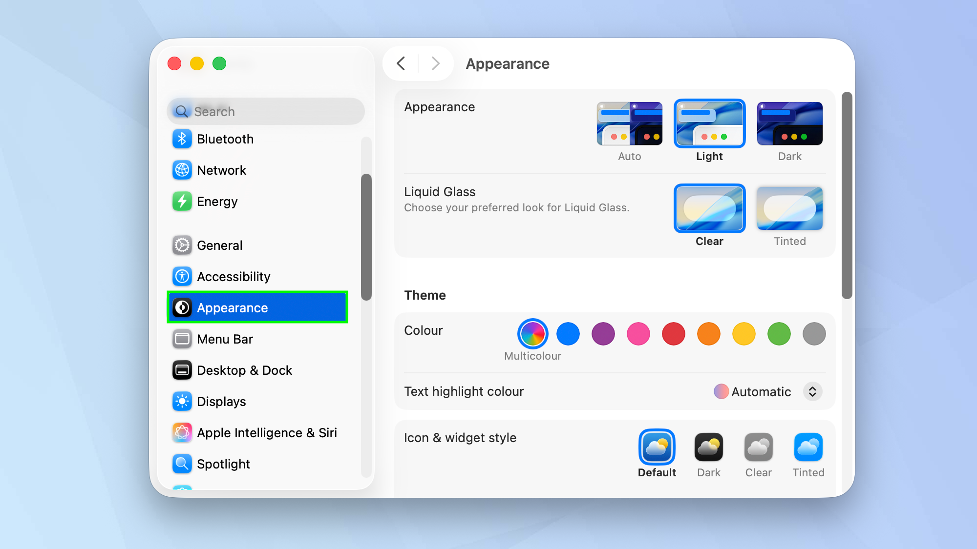 כיצד להפחית את שקיפות זכוכית נוזלית ב-macOS Tahoe