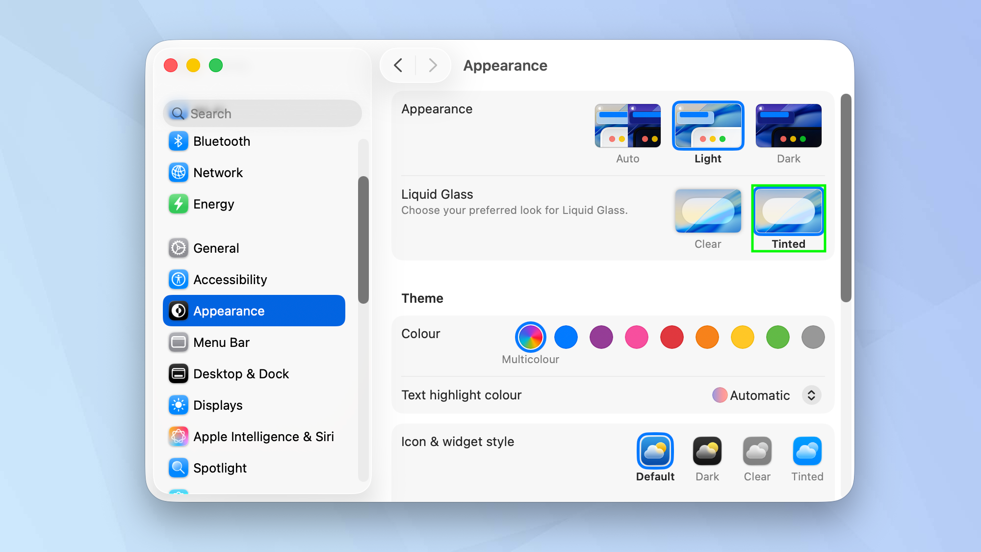 כיצד להפחית את שקיפות זכוכית נוזלית ב-macOS Tahoe