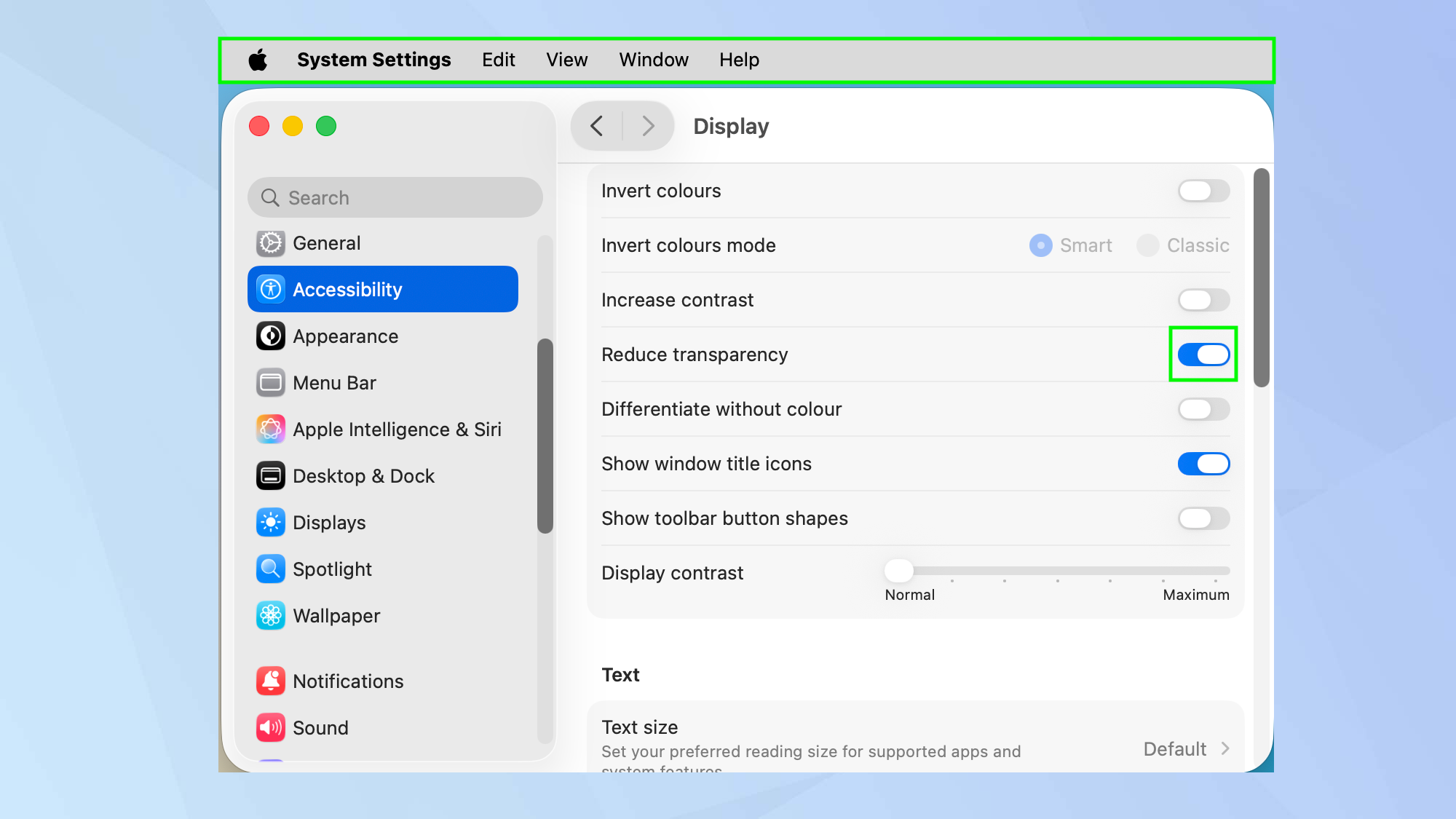 כיצד להפחית את שקיפות זכוכית נוזלית ב-macOS Tahoe