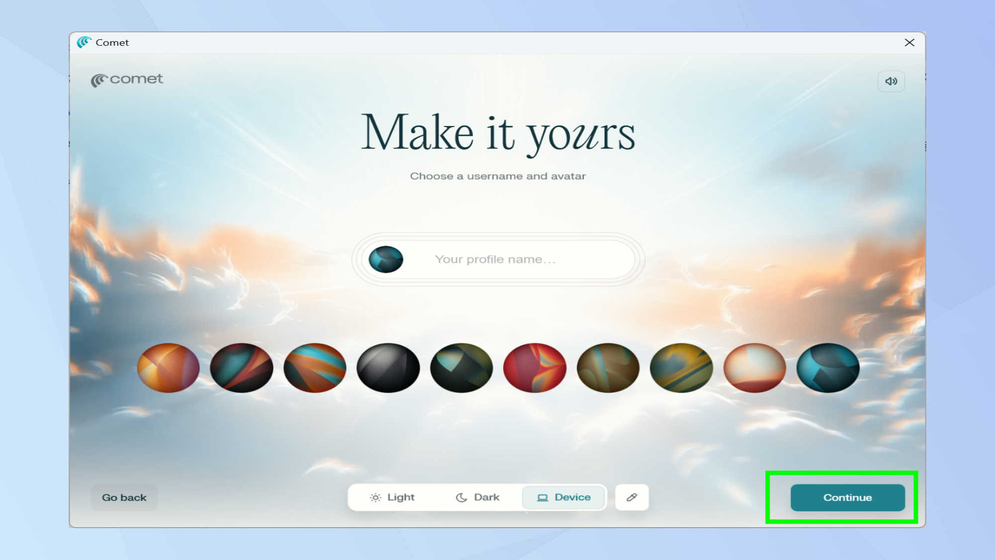 התאמה אישית של Comet 