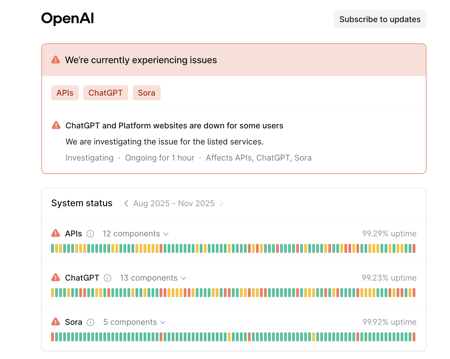 דף סטטוס OpenAI