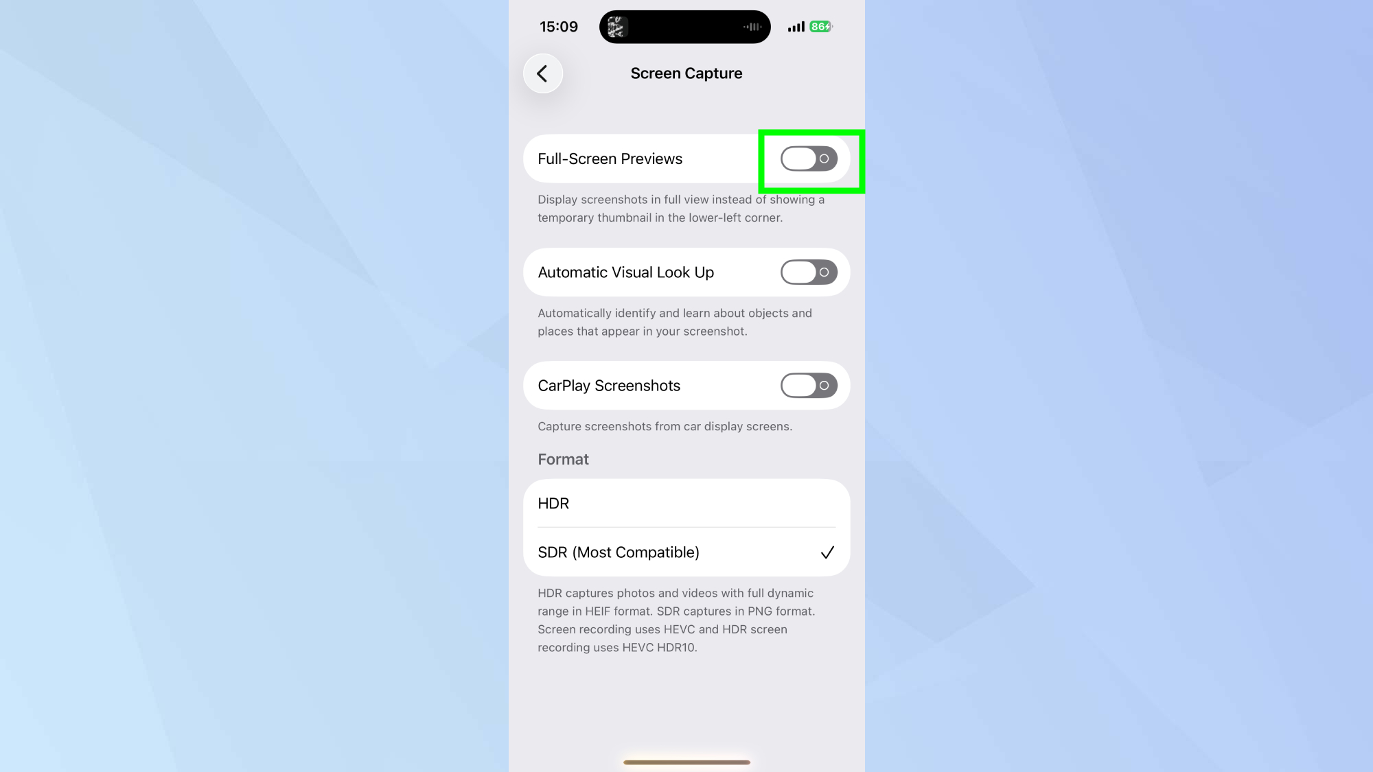 תצוגות מקדימות של אייפון במסך מלא הושבתו