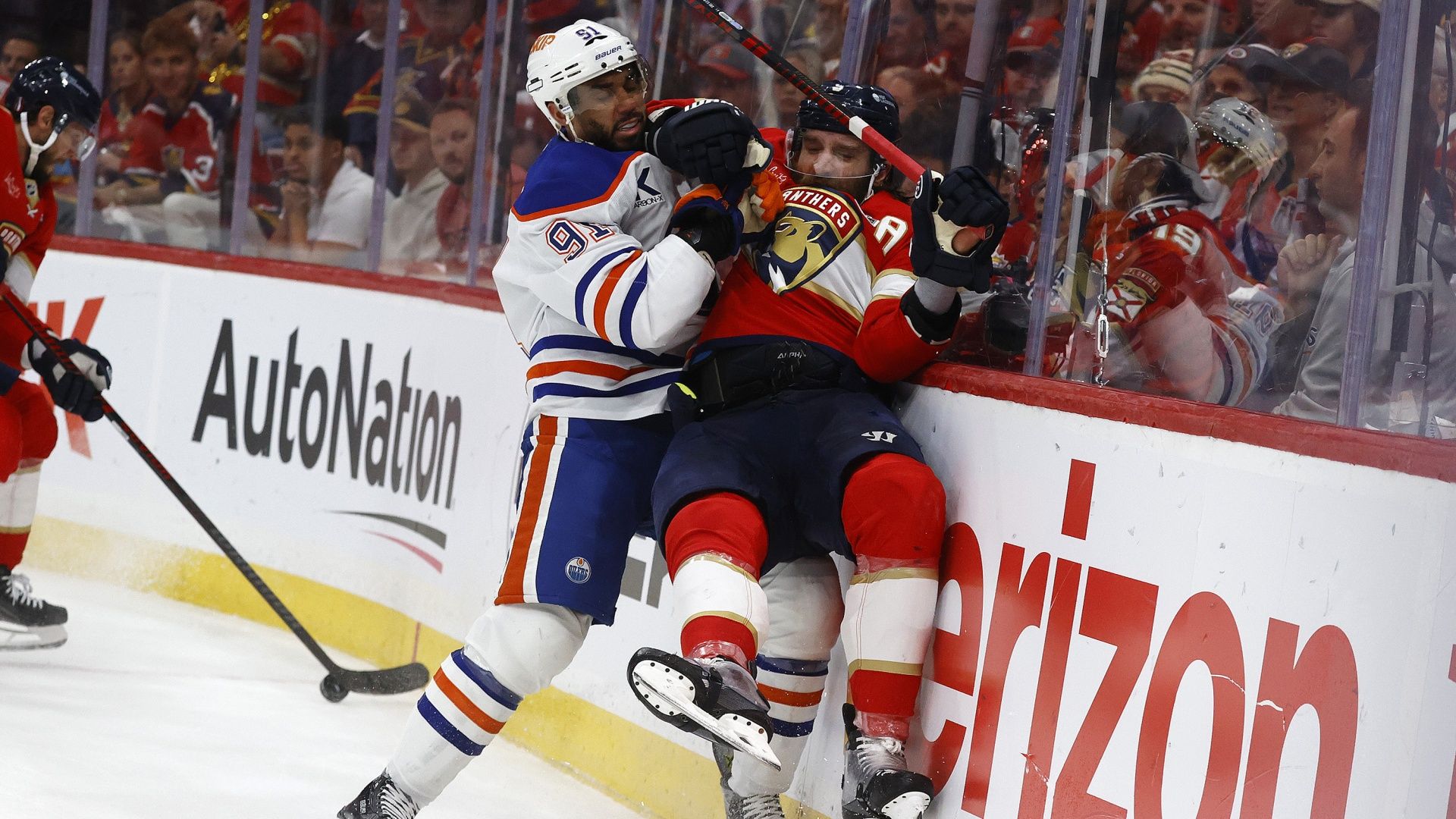 Evander Kane clashes with Aaron Ekblad in a recent Oilers vs Panthers game
