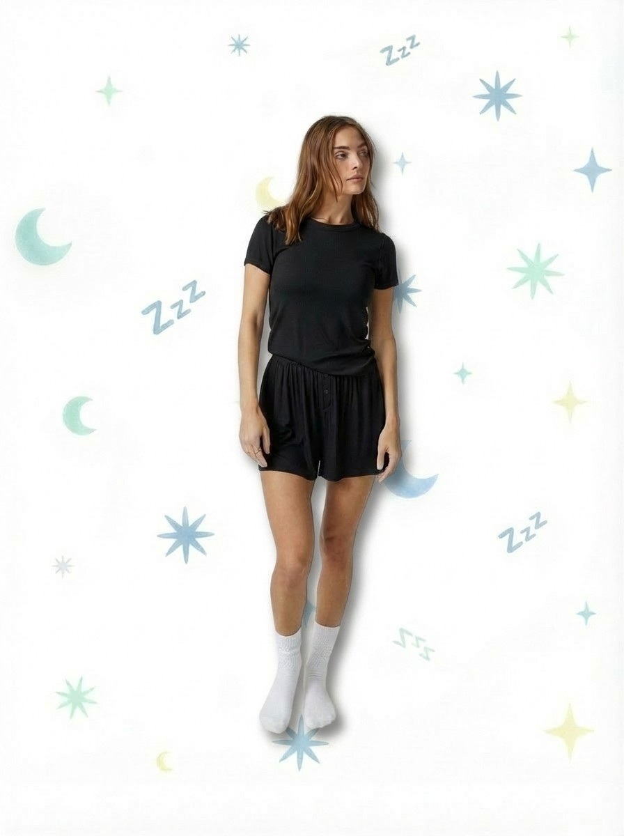 סט לוניה Soft Modal Rib Tee Short